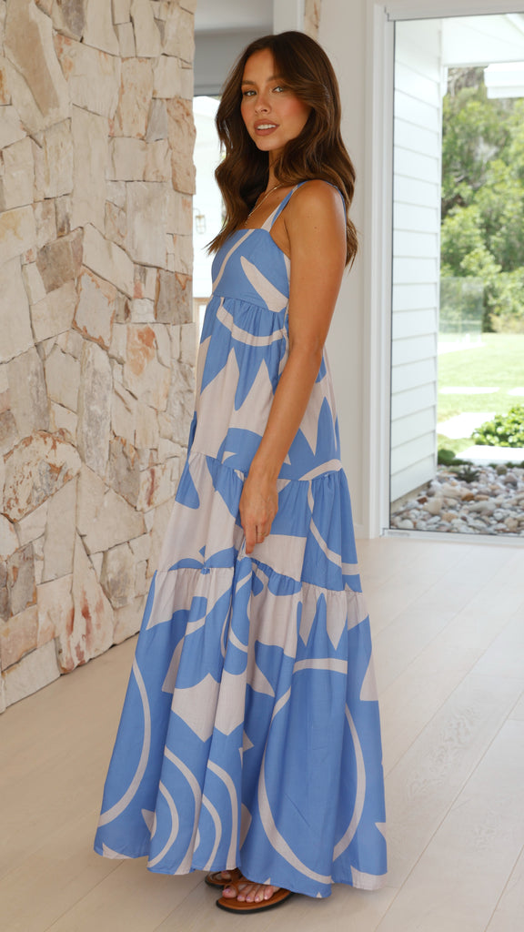 Cecile Maxi Dress - Blue/Beige