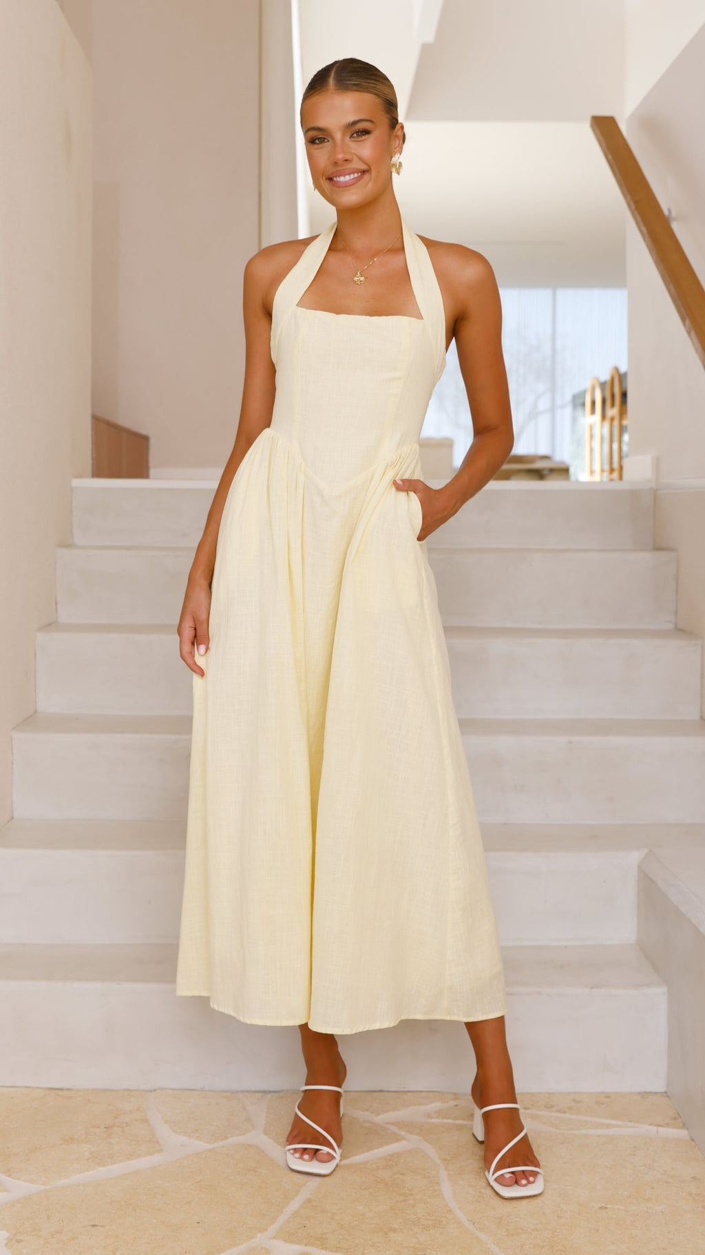 Caden Maxi Dress - Lemon - Billy J