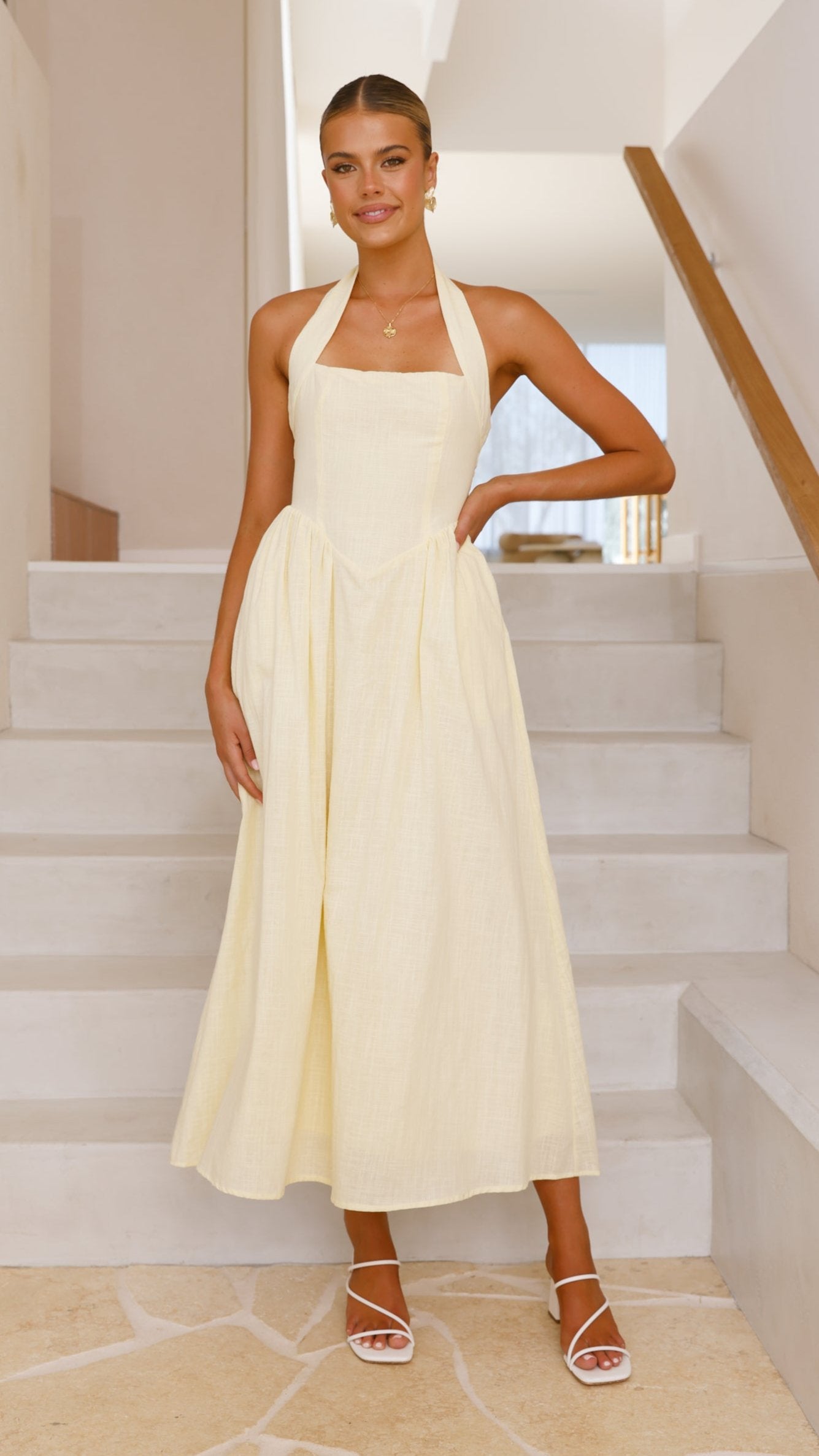 Caden Maxi Dress - Lemon - Billy J