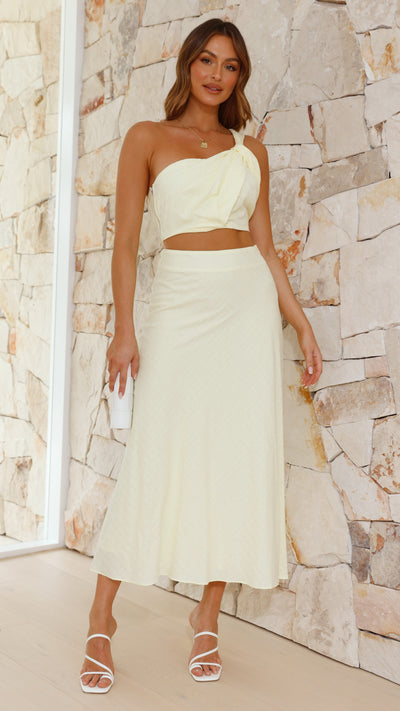 Load image into Gallery viewer, Eddie Crop Top and Maxi Skirt Set - Yellow
