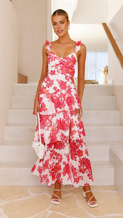 Load image into Gallery viewer, Achelle Maxi Dress - Red Floral - Billy J
