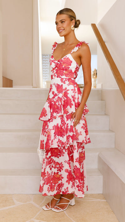 Load image into Gallery viewer, Achelle Maxi Dress - Red Floral - Billy J
