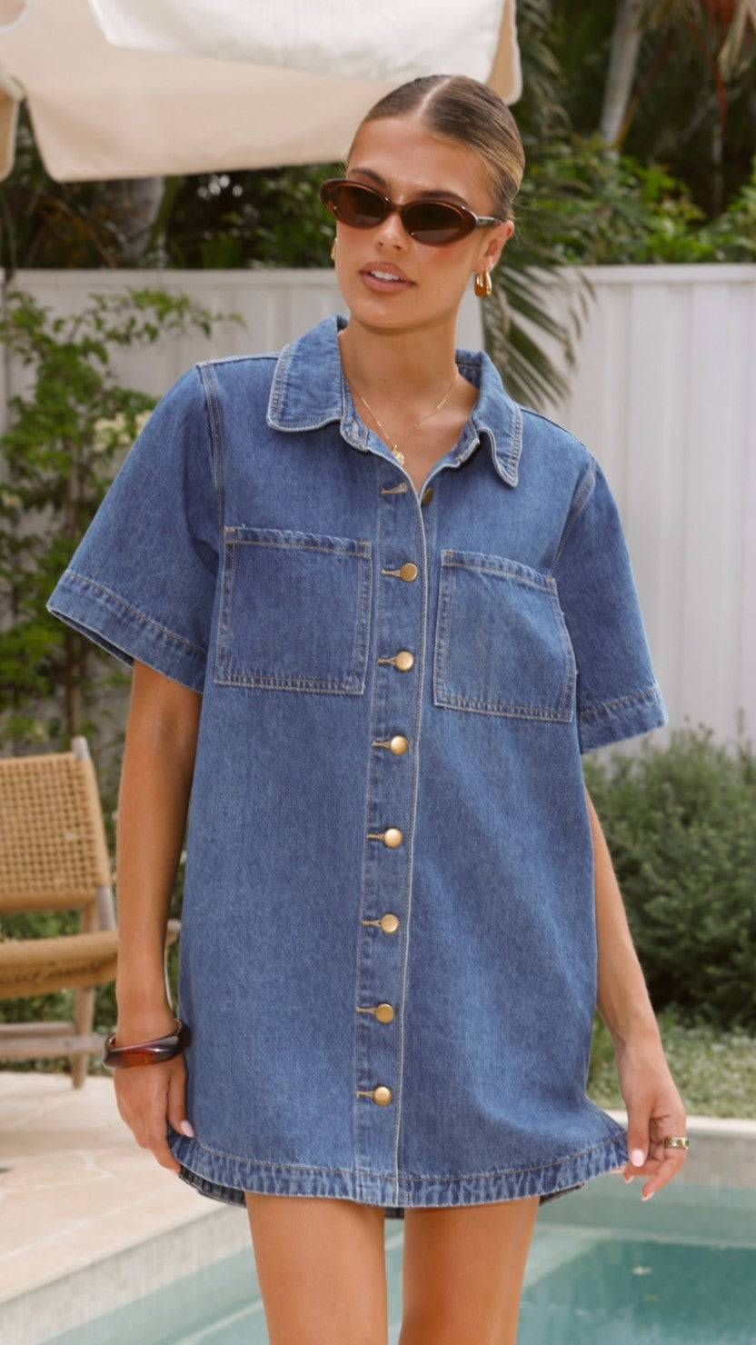 denim dress australia online Annette Maxi Denim Dress