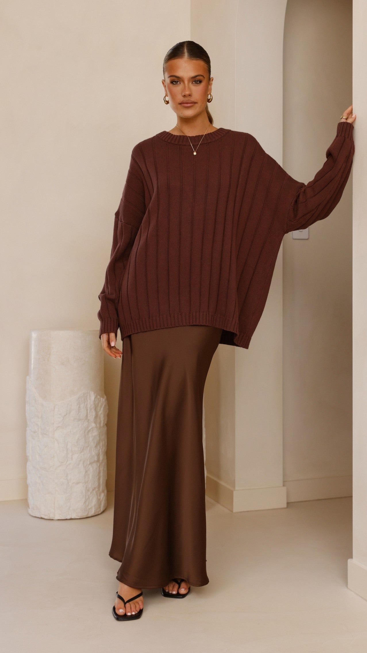 Naiva Oversized Knit - Brown - Billy J