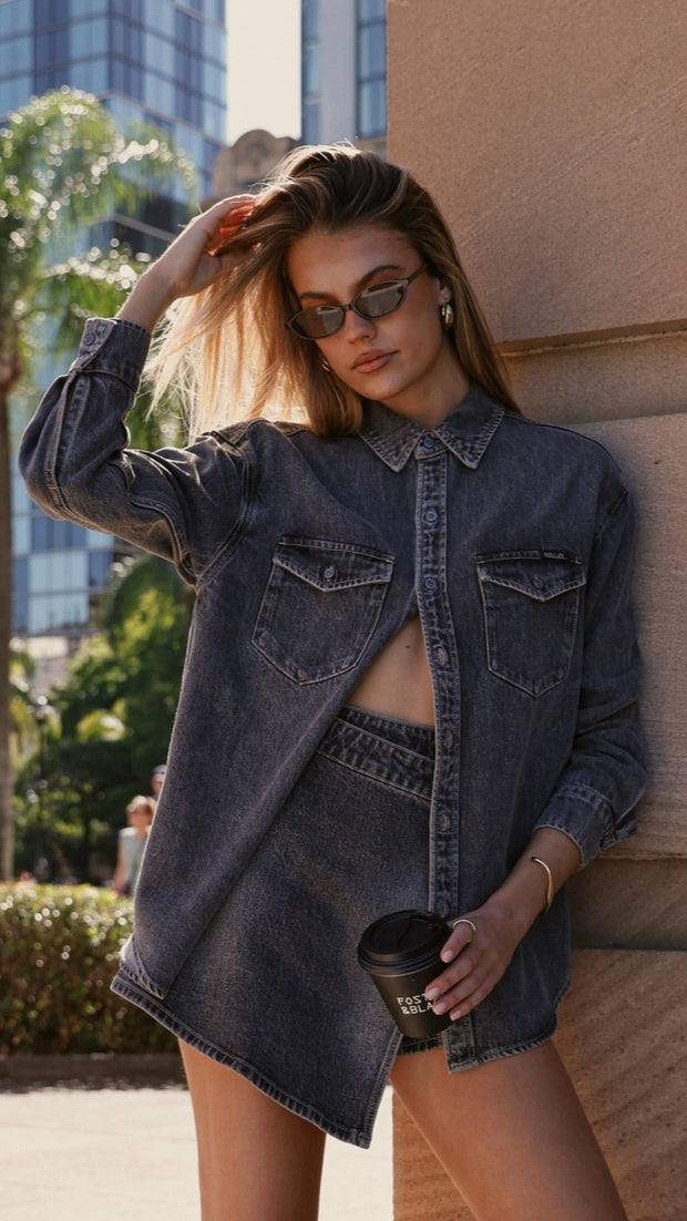 Rollas Classic Denim Shirt - Black Stone - Billy J