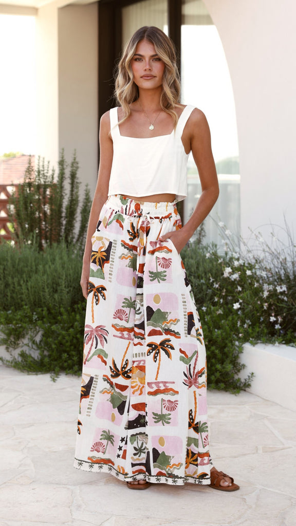 Avery Wide Leg Pants - Desert Palms - Billy J