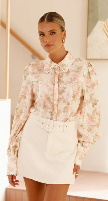 Bahari Long Sleeve Top - Blossom Print