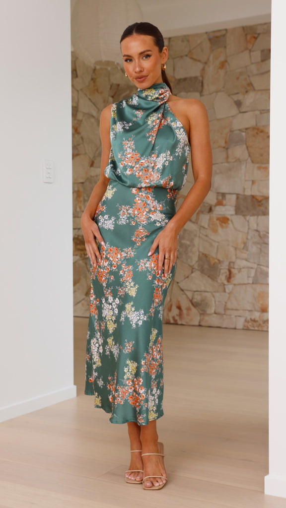 Esther Maxi Dress - Green Floral - Billy J