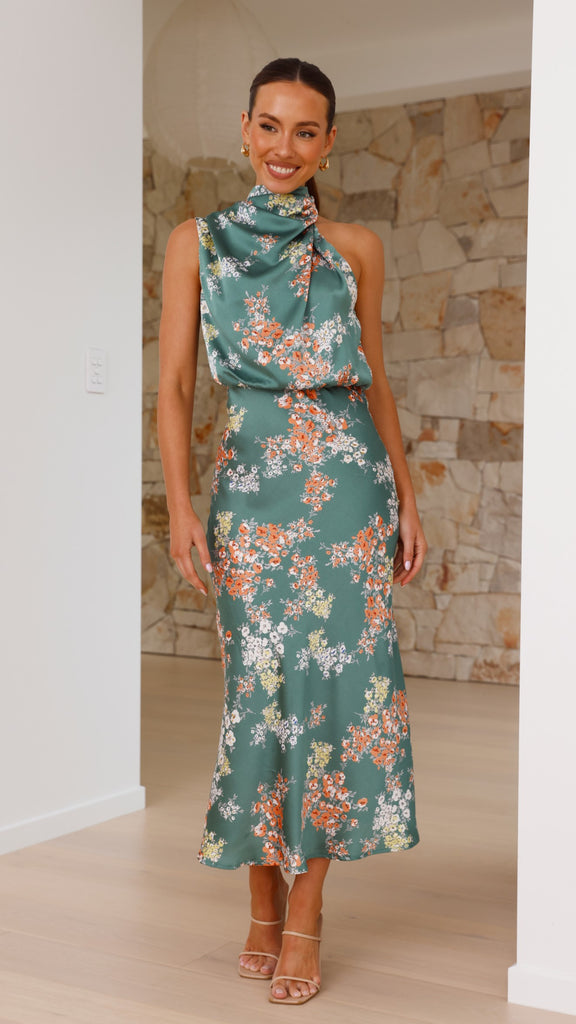 Esther Maxi Dress - Green Floral