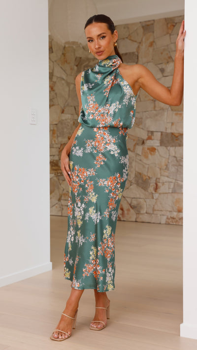 Load image into Gallery viewer, Esther Maxi Dress - Green Floral - Billy J
