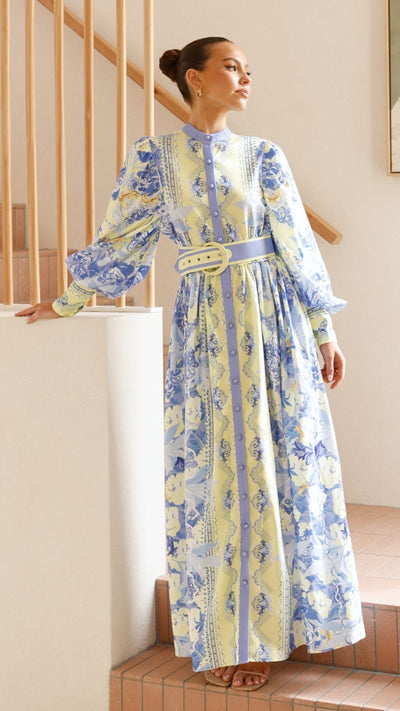 Load image into Gallery viewer, Kalliope Maxi Dress - Blue/Yellow - Billy J
