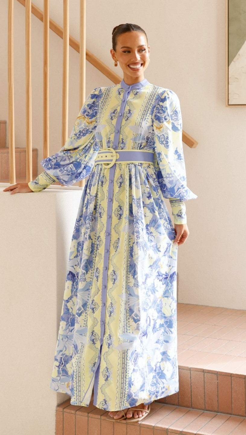 Kalliope Maxi Dress - Blue/Yellow - Billy J