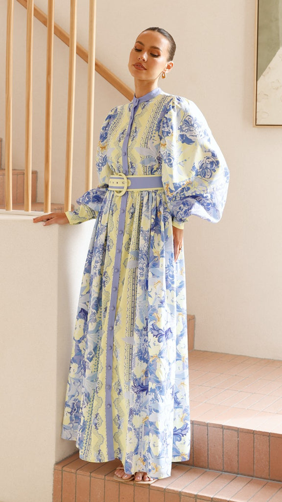 Kalliope Maxi Dress - Blue/Yellow - Billy J