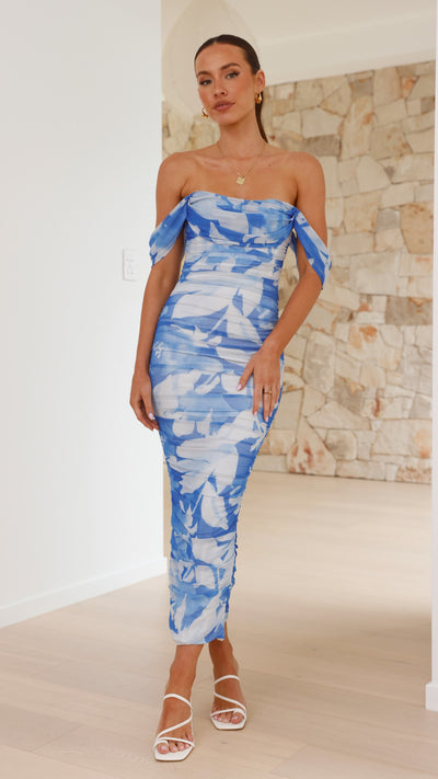 Load image into Gallery viewer, Kylie Maxi Dress - Blue Floral - Billy J
