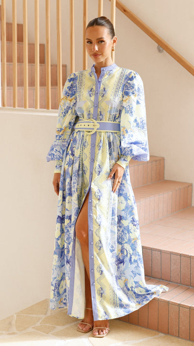 Load image into Gallery viewer, Kalliope Maxi Dress - Blue/Yellow - Billy J
