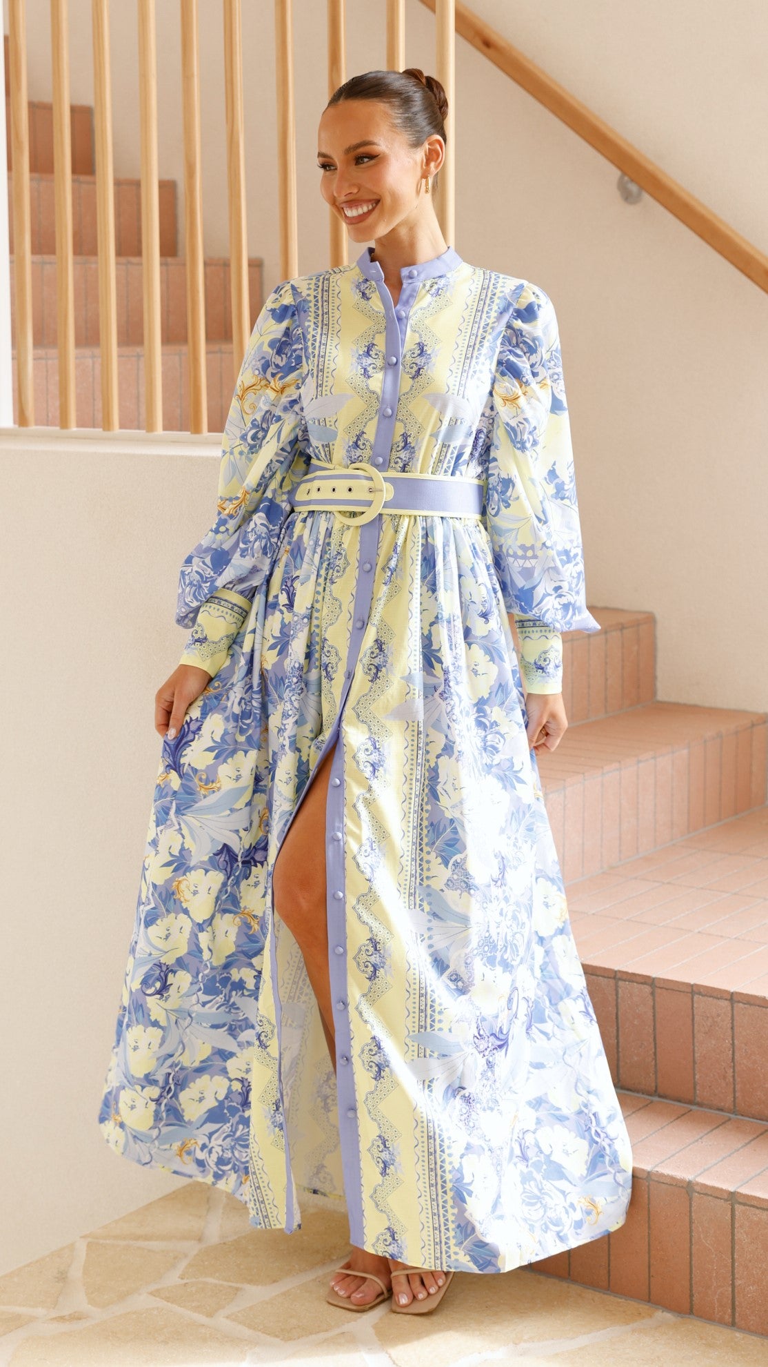 Kalliope Maxi Dress - Blue/Yellow - Billy J