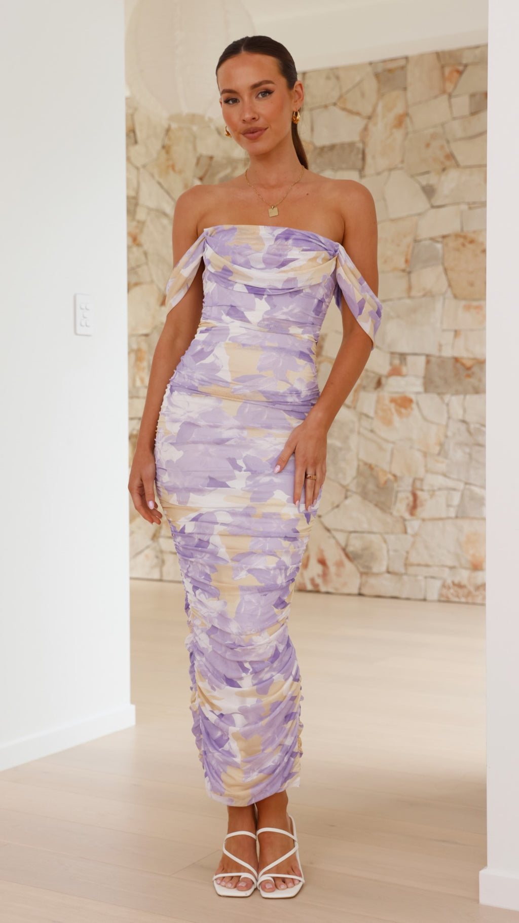 Kylie Maxi Dress - Lilac/Yellow Floral - Billy J