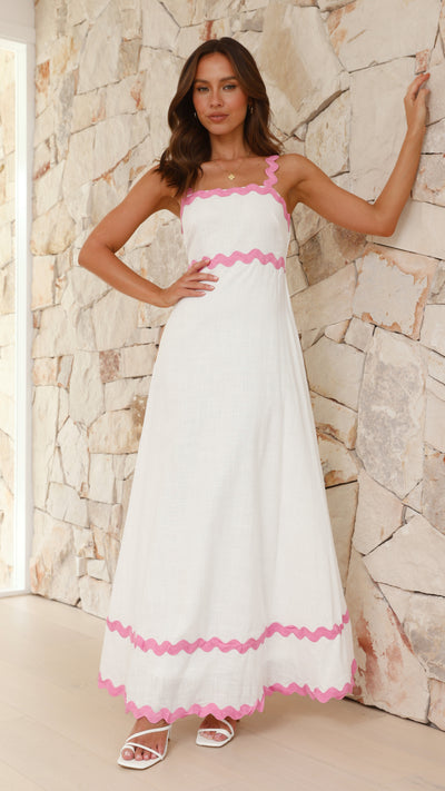 Load image into Gallery viewer, Daleyza Maxi Dress - White / Pink - Billy J
