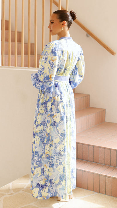 Load image into Gallery viewer, Kalliope Maxi Dress - Blue/Yellow - Billy J
