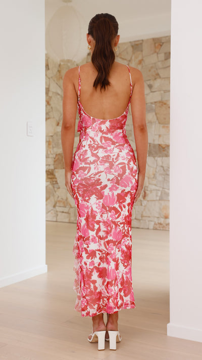 Load image into Gallery viewer, Debbie Midi Dress - Pink/Red Floral
