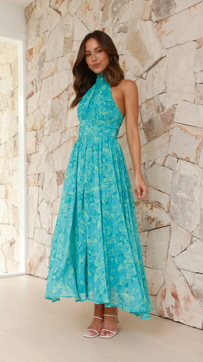 Load image into Gallery viewer, Zahava Maxi Dress - Green Floral - Billy J
