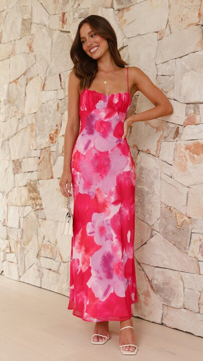 Load image into Gallery viewer, Addison Maxi Dress - Pink Floral - Billy J

