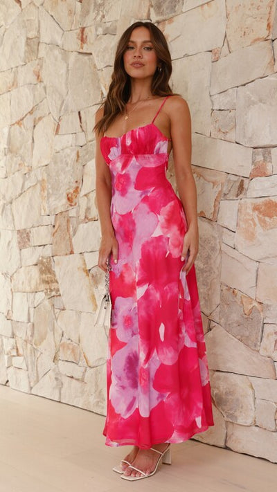 Load image into Gallery viewer, Addison Maxi Dress - Pink Floral - Billy J
