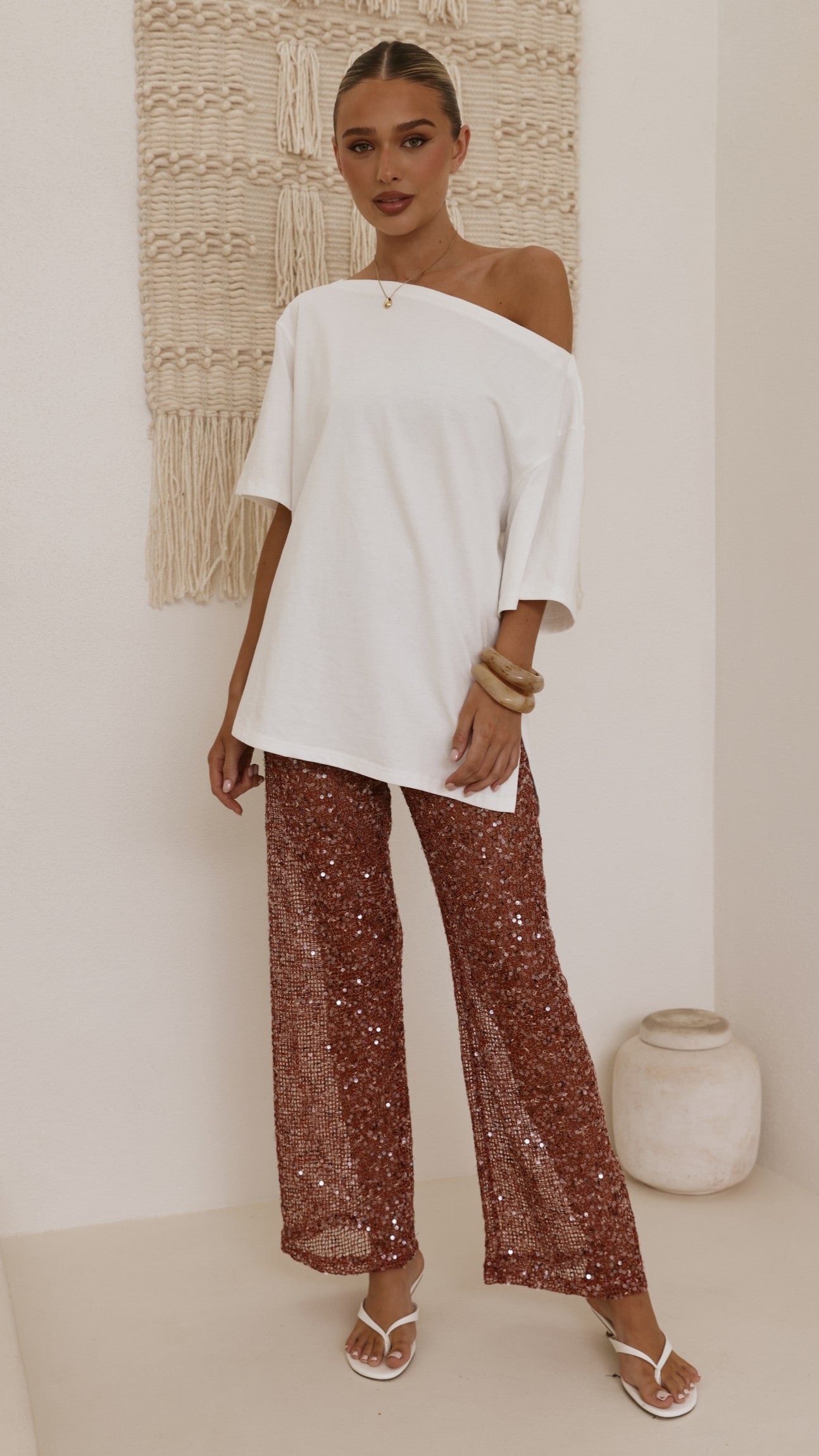 Zinnia Sequins Pant - Rust - Billy J
