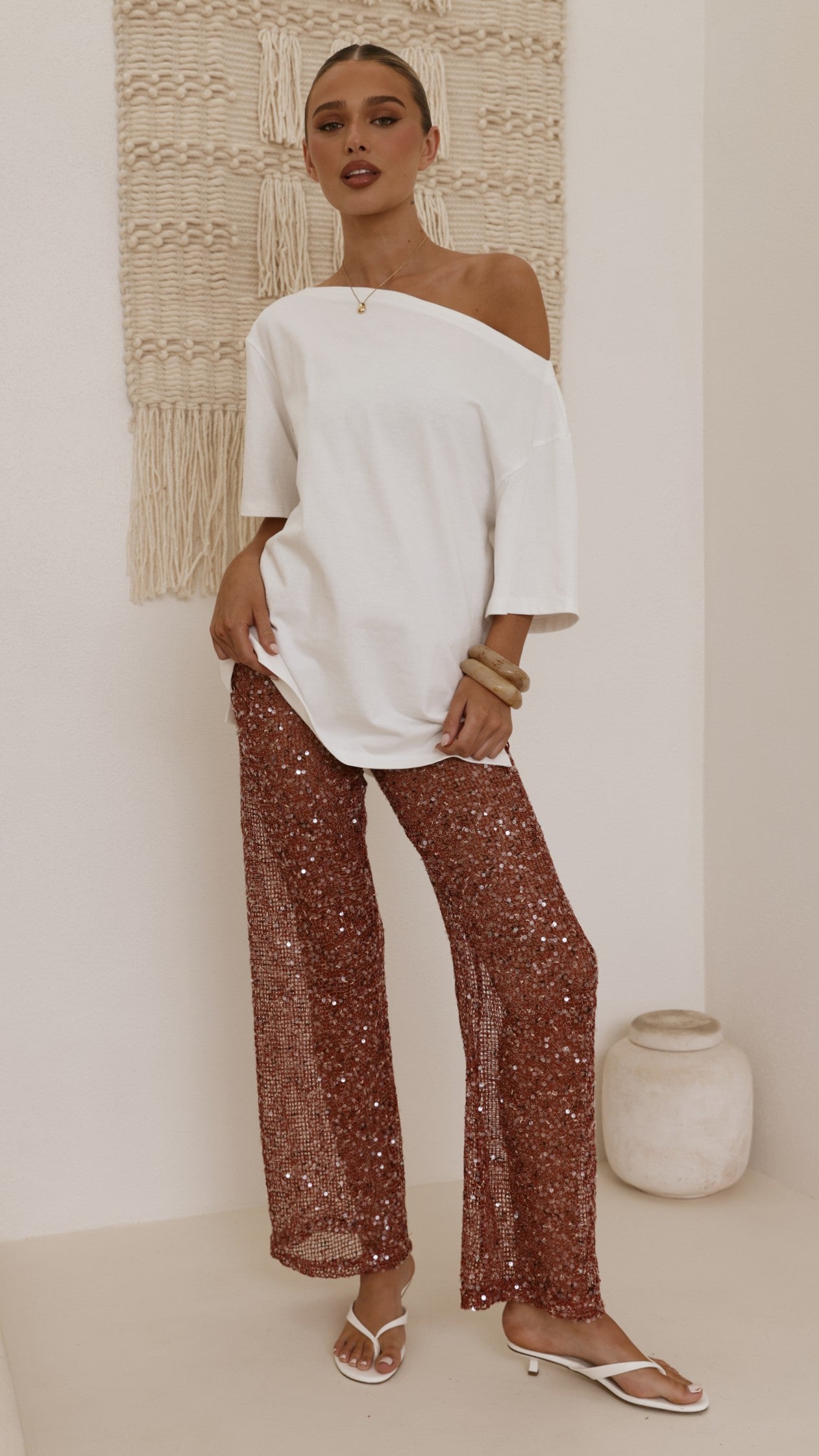 Zinnia Sequins Pant - Rust - Billy J