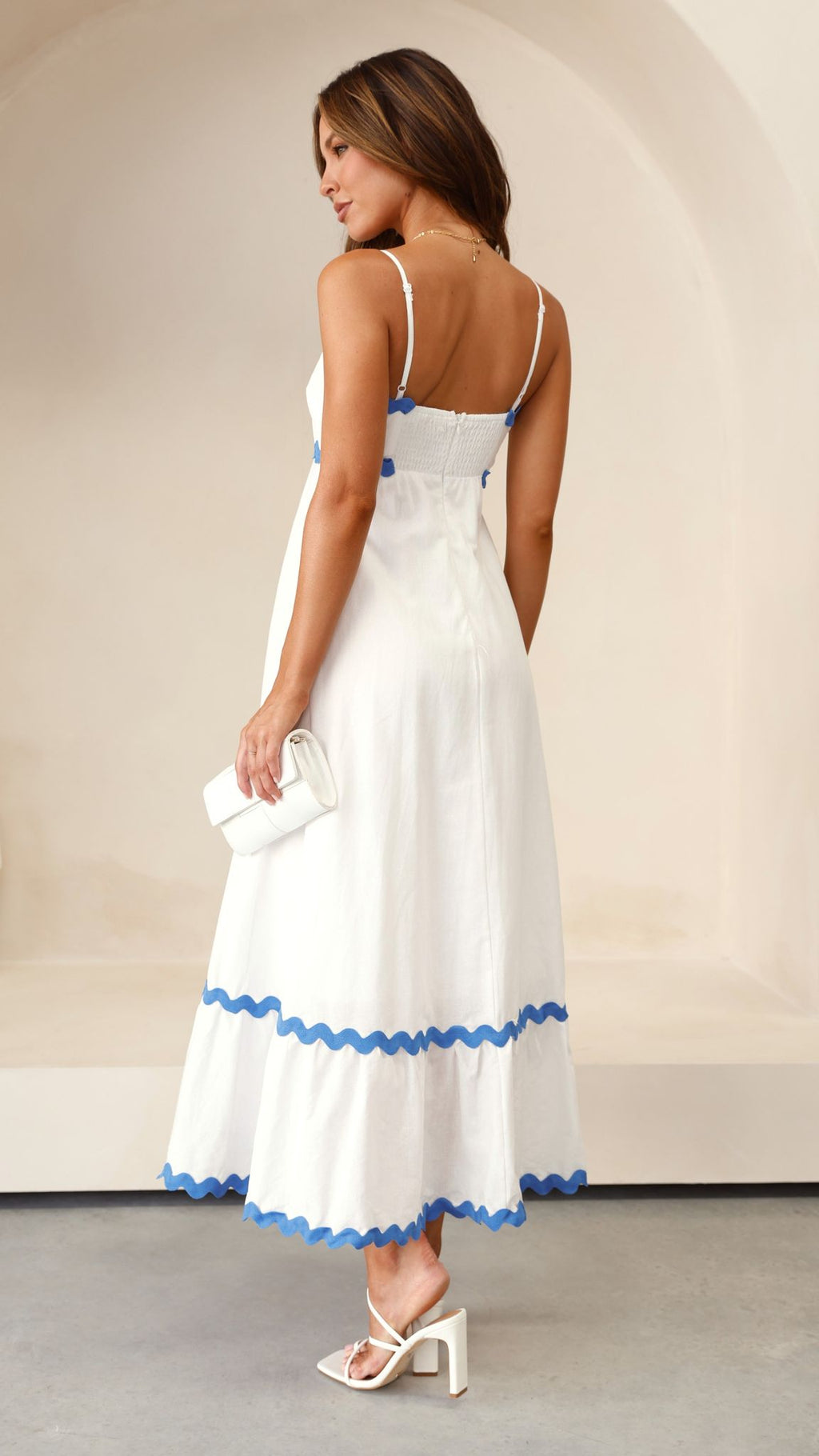 Brodey Midi Dress - White / Blue
