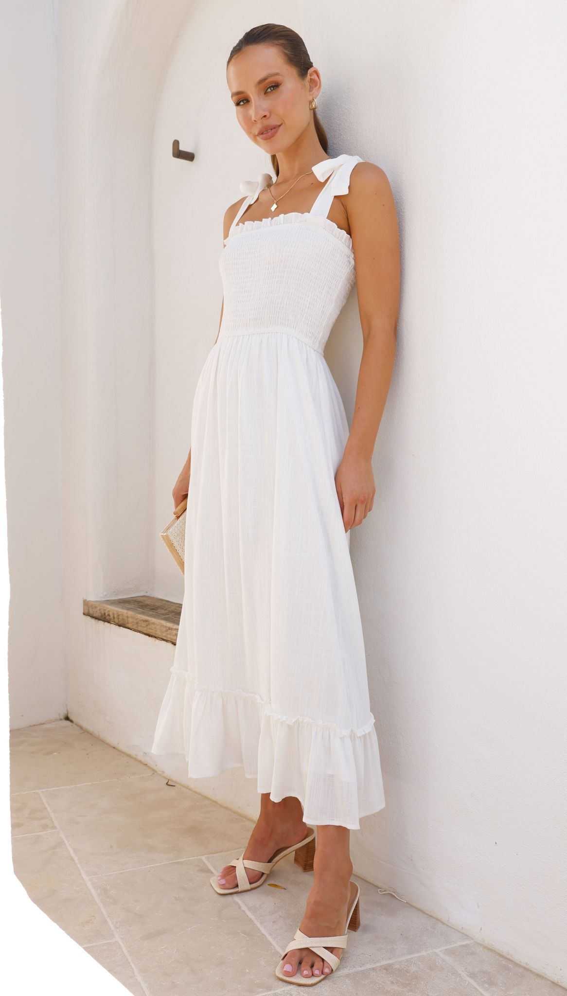 Cely Midi Dress - White