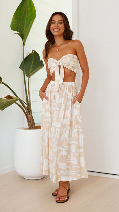 Load image into Gallery viewer, Kenna Maxi Skirt - Beige Coco Print
