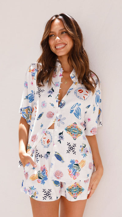 Load image into Gallery viewer, Tabea Button Up Shirt - Portofino
