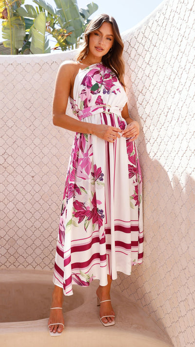 Load image into Gallery viewer, Hadas Maxi Dress - Pink / White Floral
