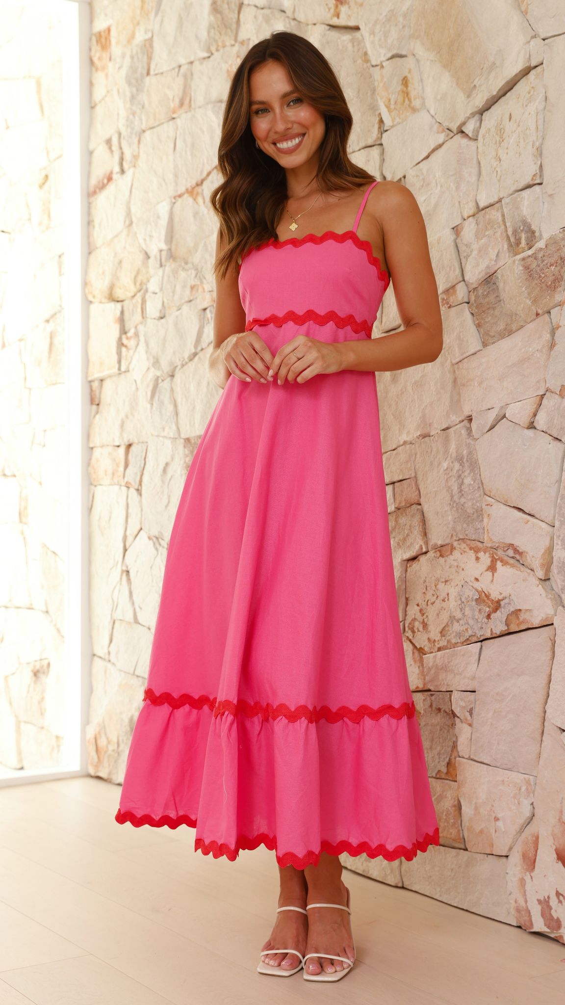 Brodey Midi Dress - Pink / Red
