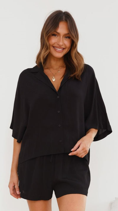 Load image into Gallery viewer, Edita Button Up Top - Black
