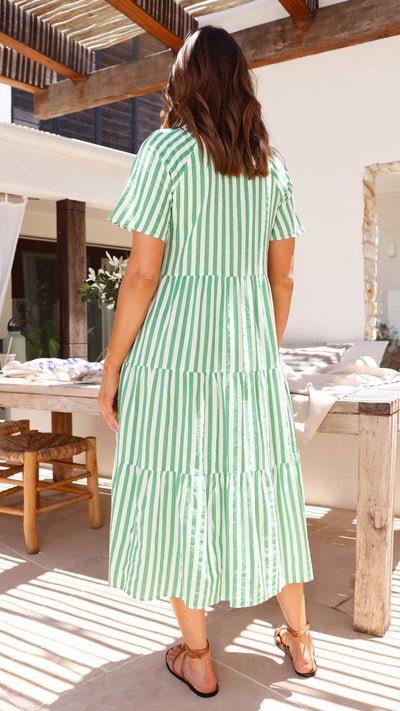 Load image into Gallery viewer, Pippa Midi Dress - Green Stripe
