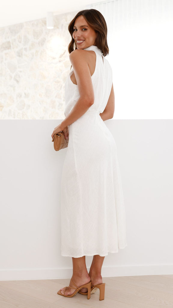 Estha Linen Maxi Dress - White