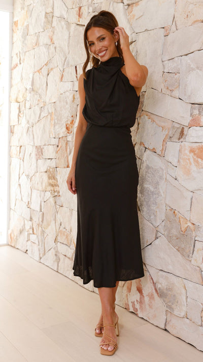 Load image into Gallery viewer, Estha Linen Maxi Dress - Black
