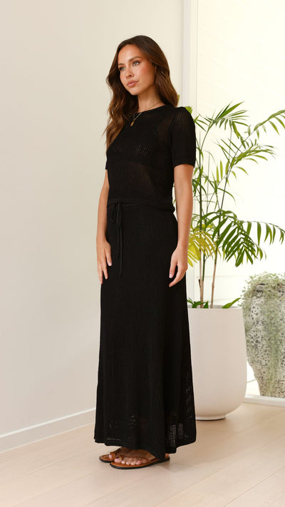 Load image into Gallery viewer, Dacian Knit Maxi Skirt - Black - Billy J
