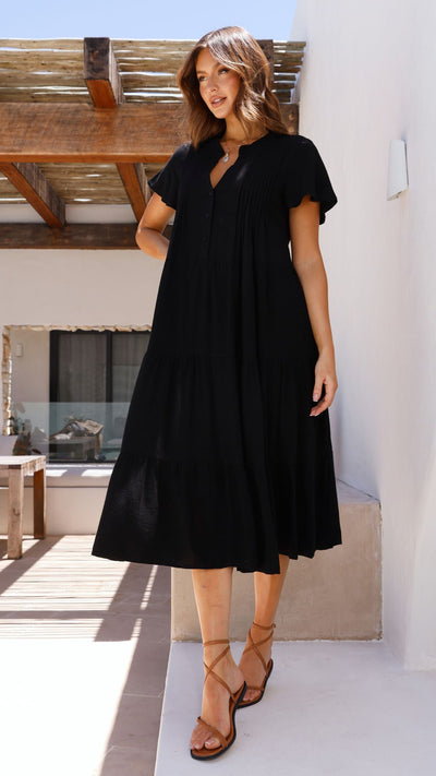 Load image into Gallery viewer, Lucinda Midi Dress - Black - Billy J
