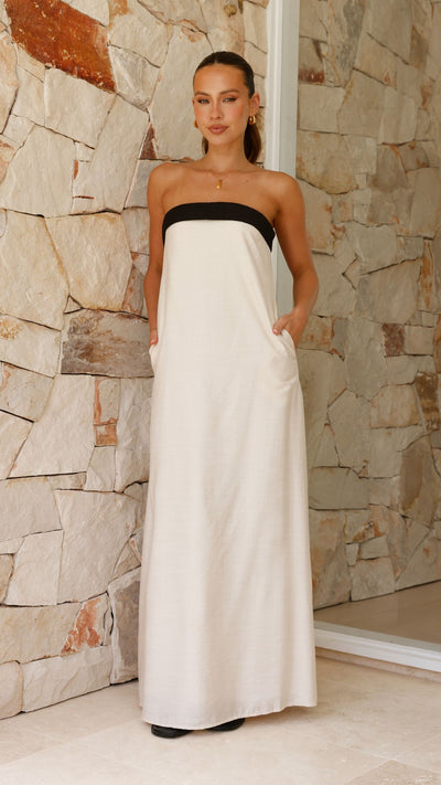 Load image into Gallery viewer, Lydia Maxi Dress - Cream/Black

