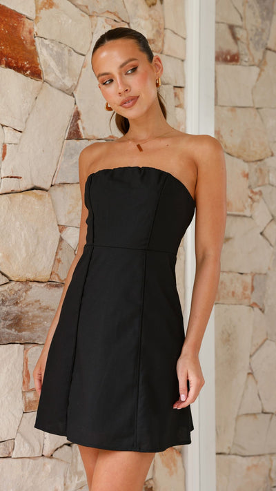 Load image into Gallery viewer, Daphnie Mini Dress - Black - Billy J
