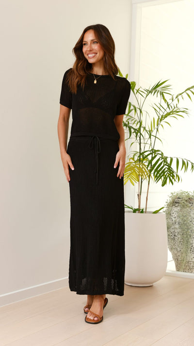Load image into Gallery viewer, Dacian Knit Maxi Skirt - Black
