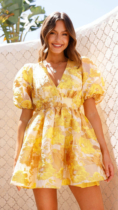 Load image into Gallery viewer, Abel Mini Dress - Yellow - Billy J

