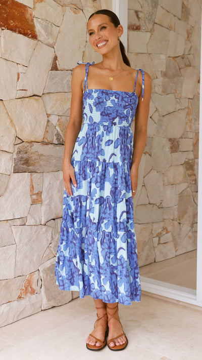 Load image into Gallery viewer, Badar Maxi Dress - Blue Floral - Billy J
