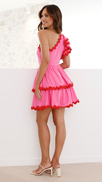 Load image into Gallery viewer, Daisuke Mini Dress - Pink / Red
