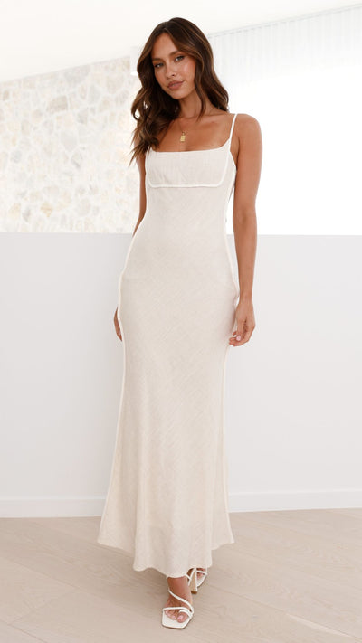 Load image into Gallery viewer, Scarlette Maxi Dress - Beige/White
