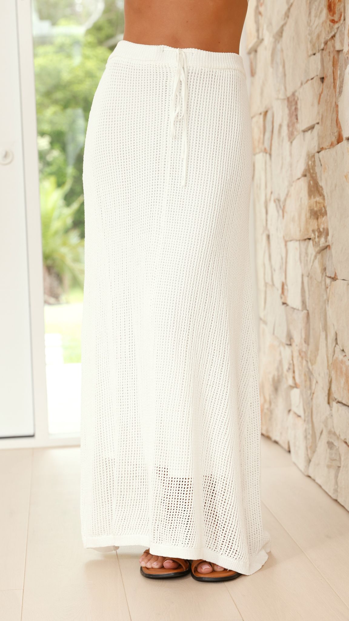 Dacian Knit Maxi Skirt - White