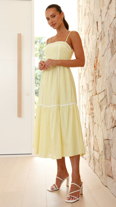 Load image into Gallery viewer, Baina Midi Dress - Yellow/White
